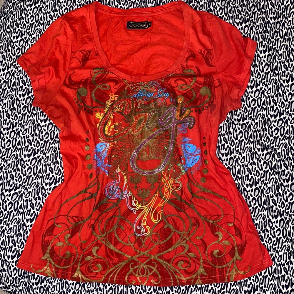 Vintage Coogi woman’s bedazzled graphic t shirt
